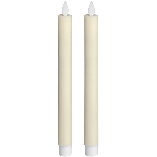 Pair Of Cream Luxe Flickering Flame LED Wax Dinner Candles
