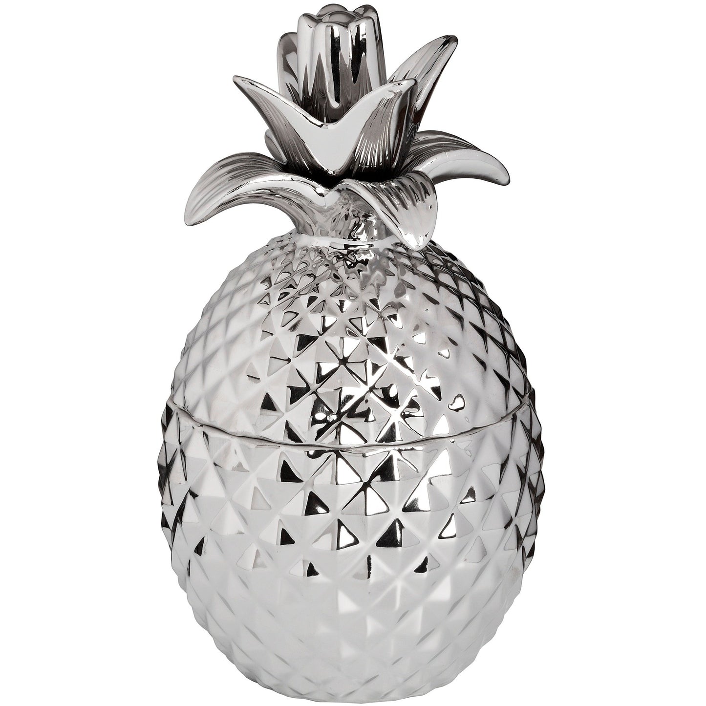 Silver Ceramic Pineapple Trinket Jar