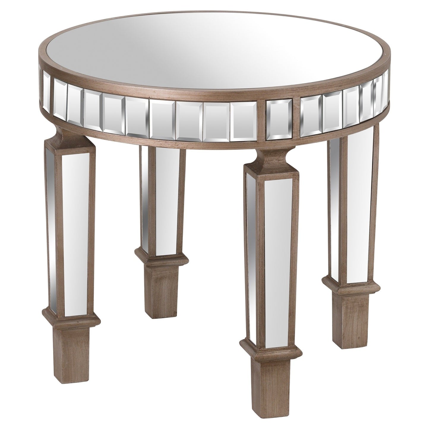 The Belfry Collection Mirrored Round Side Table