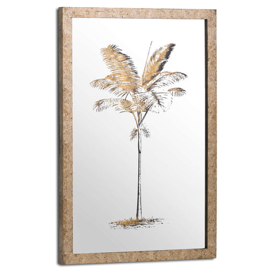 Metallic Mirrored Brass Palm Wall Art