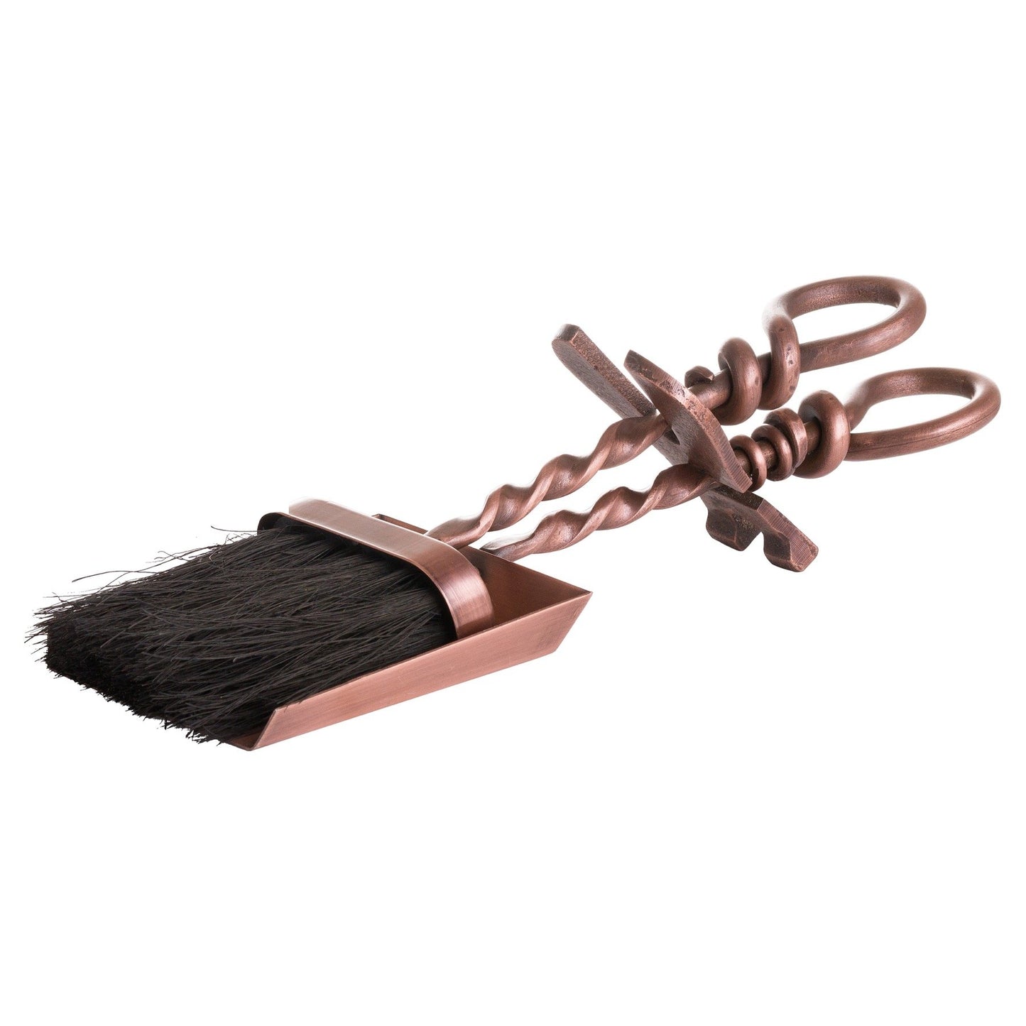 Copper Finish Hearth Tidy Set With Hand Turned Loop Handle