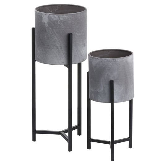Set Of Two Concrete Effect Table Top Planter