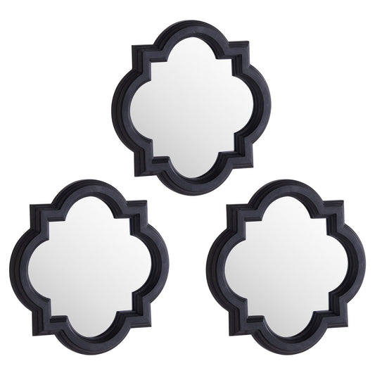 Set Of Three Dark Grey Quartrefoil Mirrors