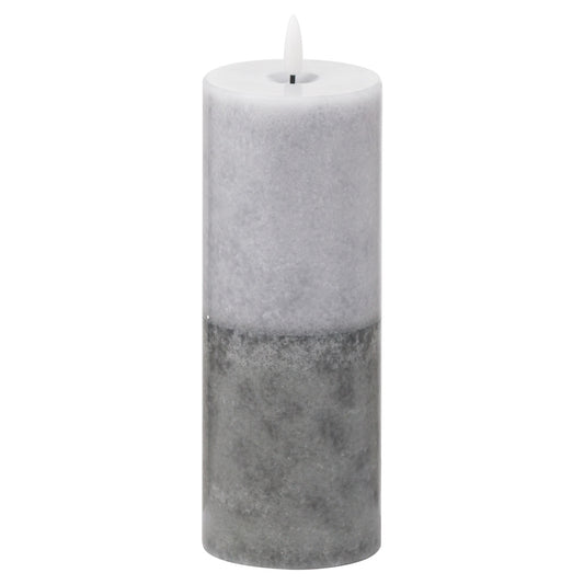 Luxe Collection Natural Glow 3x8 Grey Dipped LED Candle