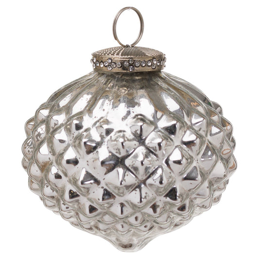 The Noel Collection Silver Textured Large Hanging Bauble