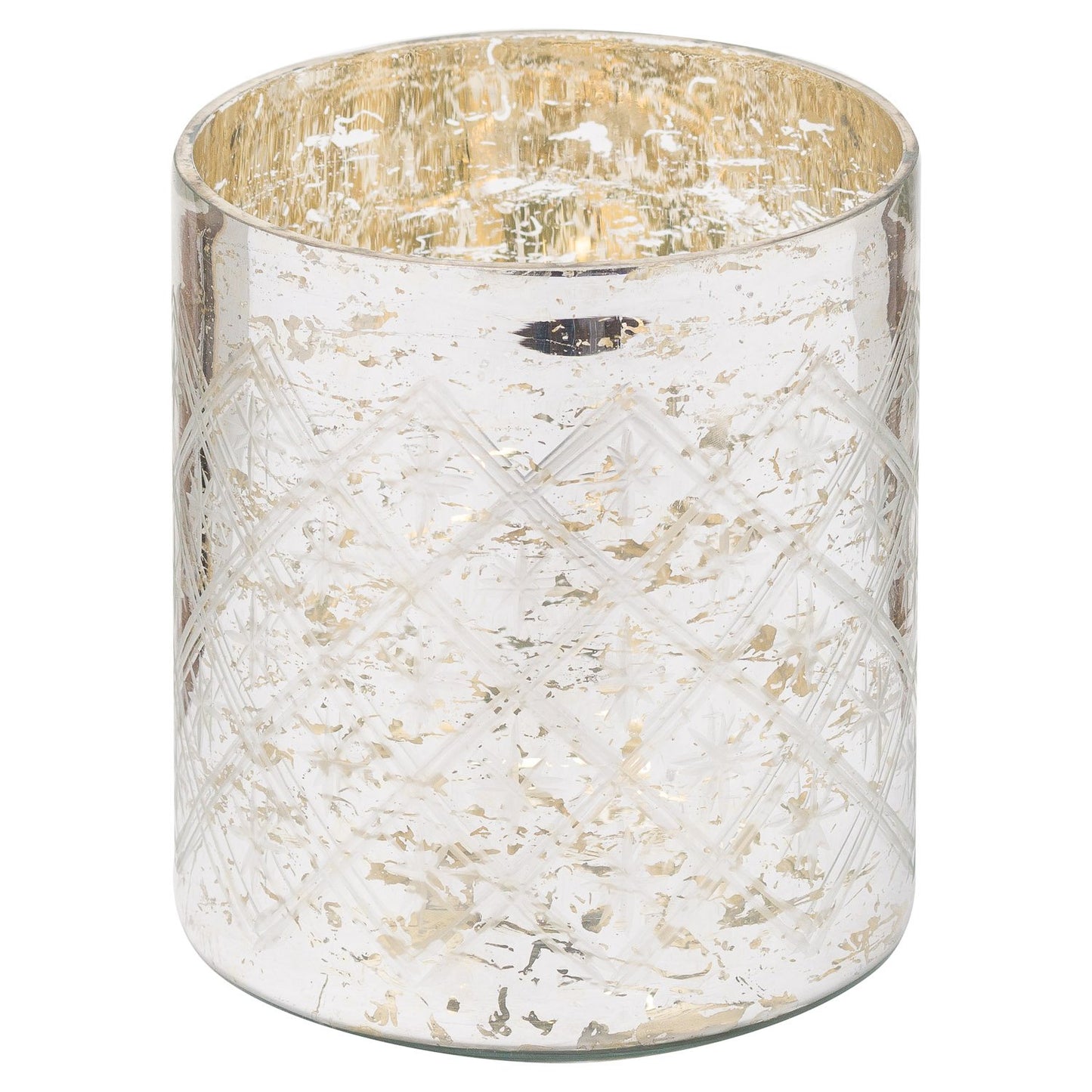 The Noel Collection Silver Foil Effect Pillar Candle Holder