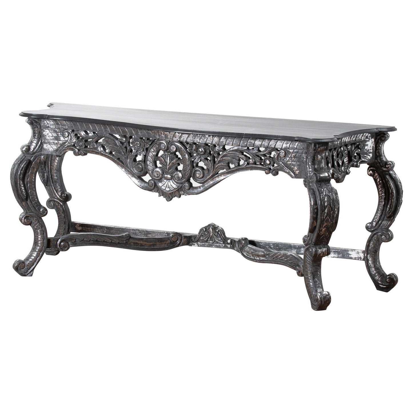 Hand Carved Louis Metallic Large Console Table