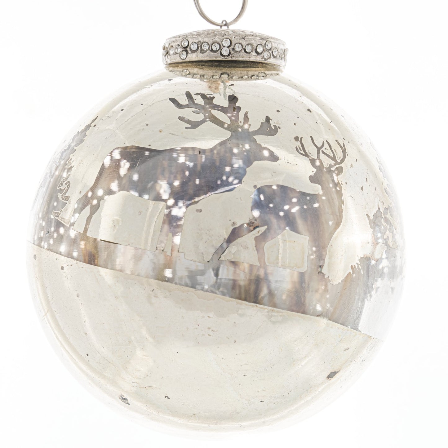 The Noel Collection Silver Forest Scene Bauble