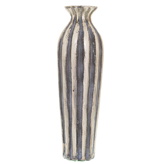 Burnished And Grey Striped Small Vase
