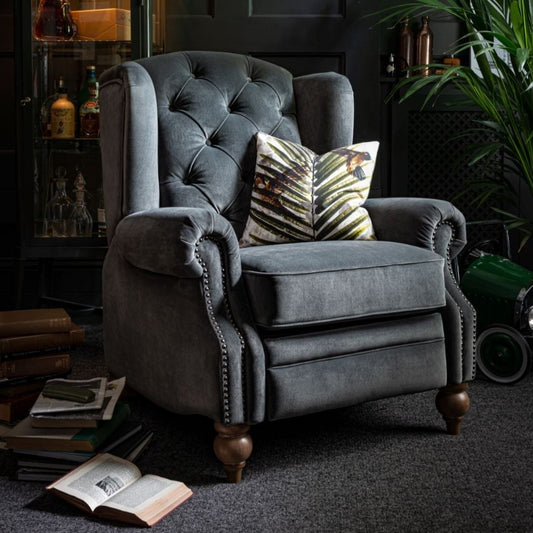Buckingham Fixed Wing Chair in Pewter