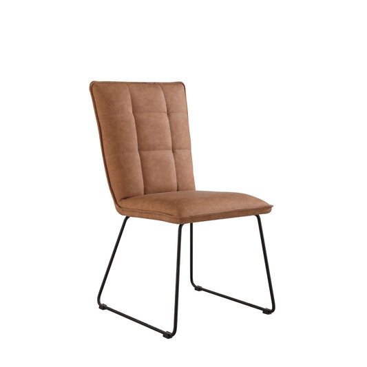 Chair Collection  Panel back chair with angled legs - Tan