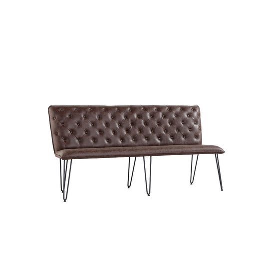 Chair Collection Studded back bench 180cm with hairpin legs - Brown