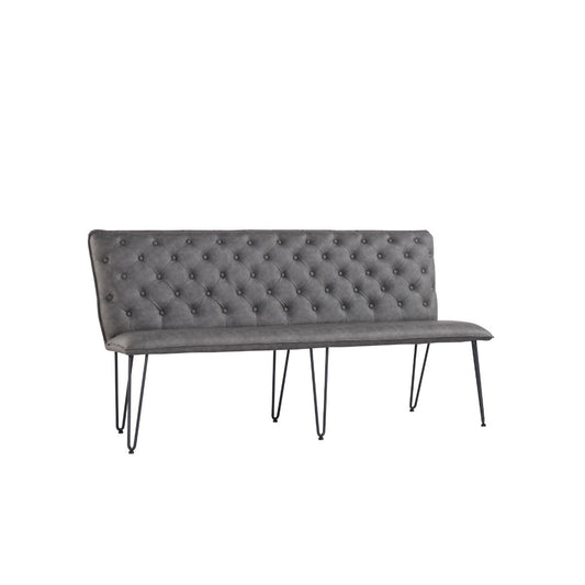 Chair Collection Studded back bench 180cm with hairpin legs - Grey