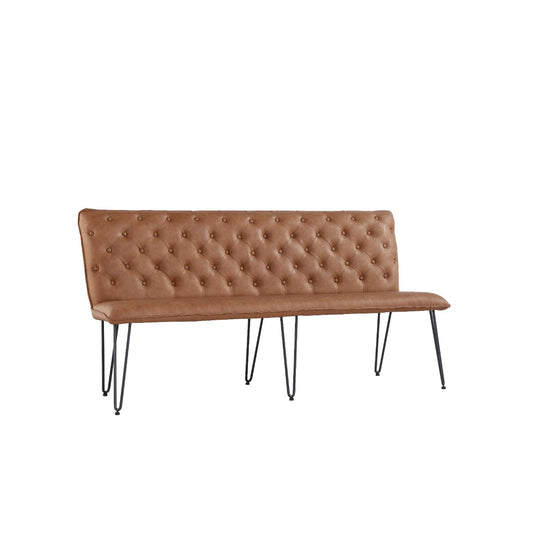 Chair Collection Studded back bench 180cm with hairpin legs - Tan