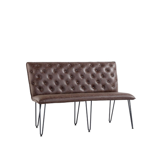Chair Collection Studded back Bench 140cm - Brown