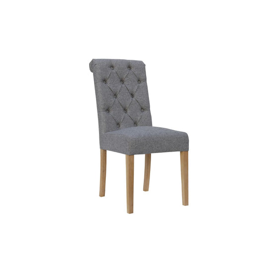 Chair Collection Button back chair with scroll top - Light Grey