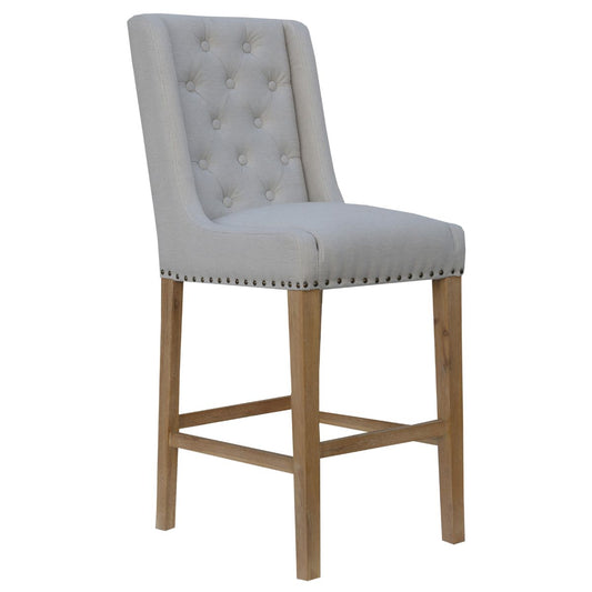 Chair Collection Button back stool with studs - Natural