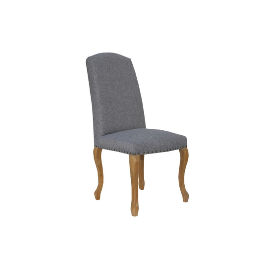 Chair Collection Luxury Chair with Studs and Carved Oak Legs - Light Grey