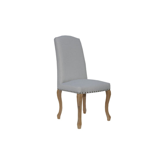 Chair Collection Luxury Chair with Studs and Carved Oak Legs - Natural