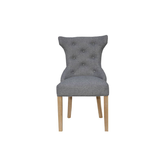 Chair Collection Winged Button Back Chair with metal ring - Light Grey