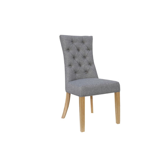 Chair Collection Curved Button Back Chair - Light Grey