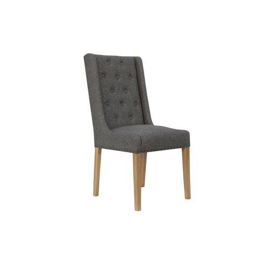Chair Collection Button Back and Studded Dining Chair - Dark Grey