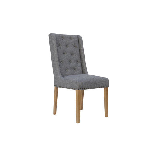 Chair Collection Button Back and Studded Dining Chair - Light Grey