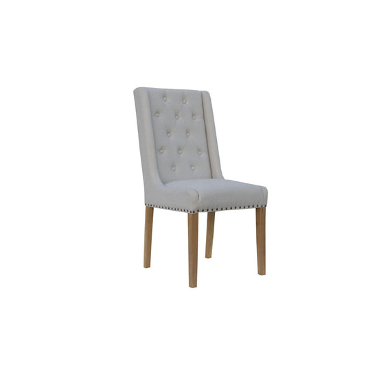 Chair Collection Button Back and Studded Dining Chair - Natural