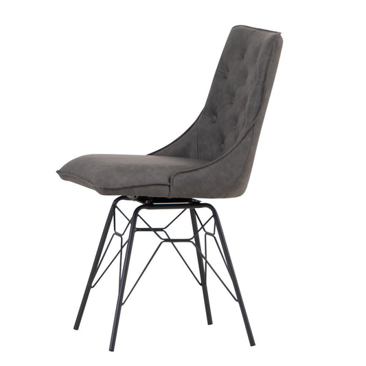 Chair Collection Studded Back Chair with Ornate Legs - Grey
