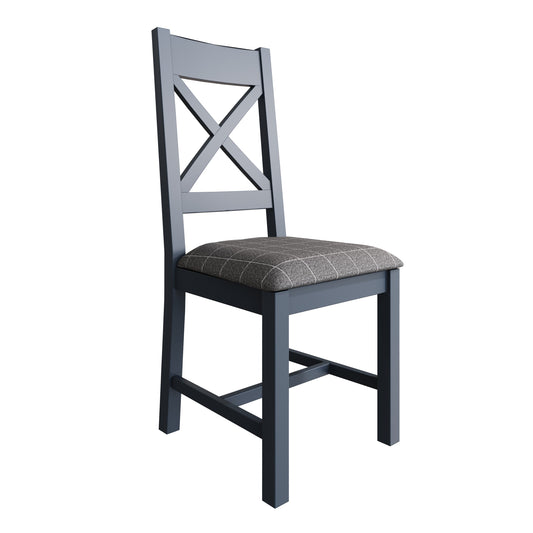 HOP Dining & Occasional Blue  Cross Back Dining Chair Grey Check
