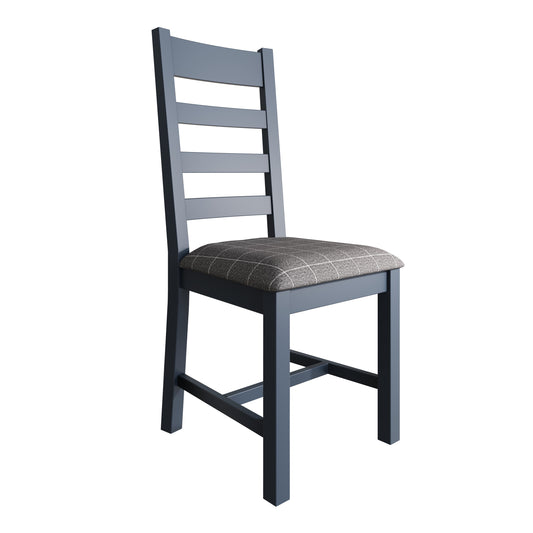 HOP Dining & Occasional Blue  Slatted Dining Chair Grey Check