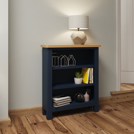 RA Dining Blue Small Wide Bookcase